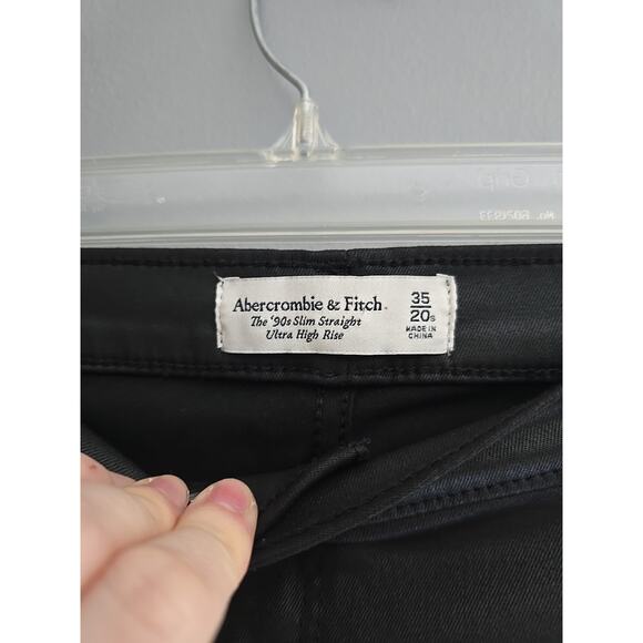 NWT Abercrombie & Fitch Black Slim Straight High Rise Jeans Womans Size 35/20 - Picture 5 of 7